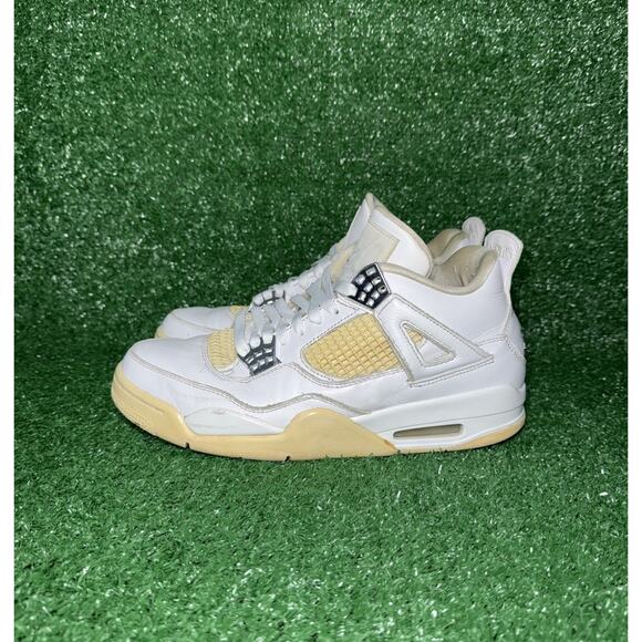 Nike Jordan‎ 4 Retro Pure Money Men’s Size 9.5 308497-100 Vintage White Sneakers - Picture 4 of 10